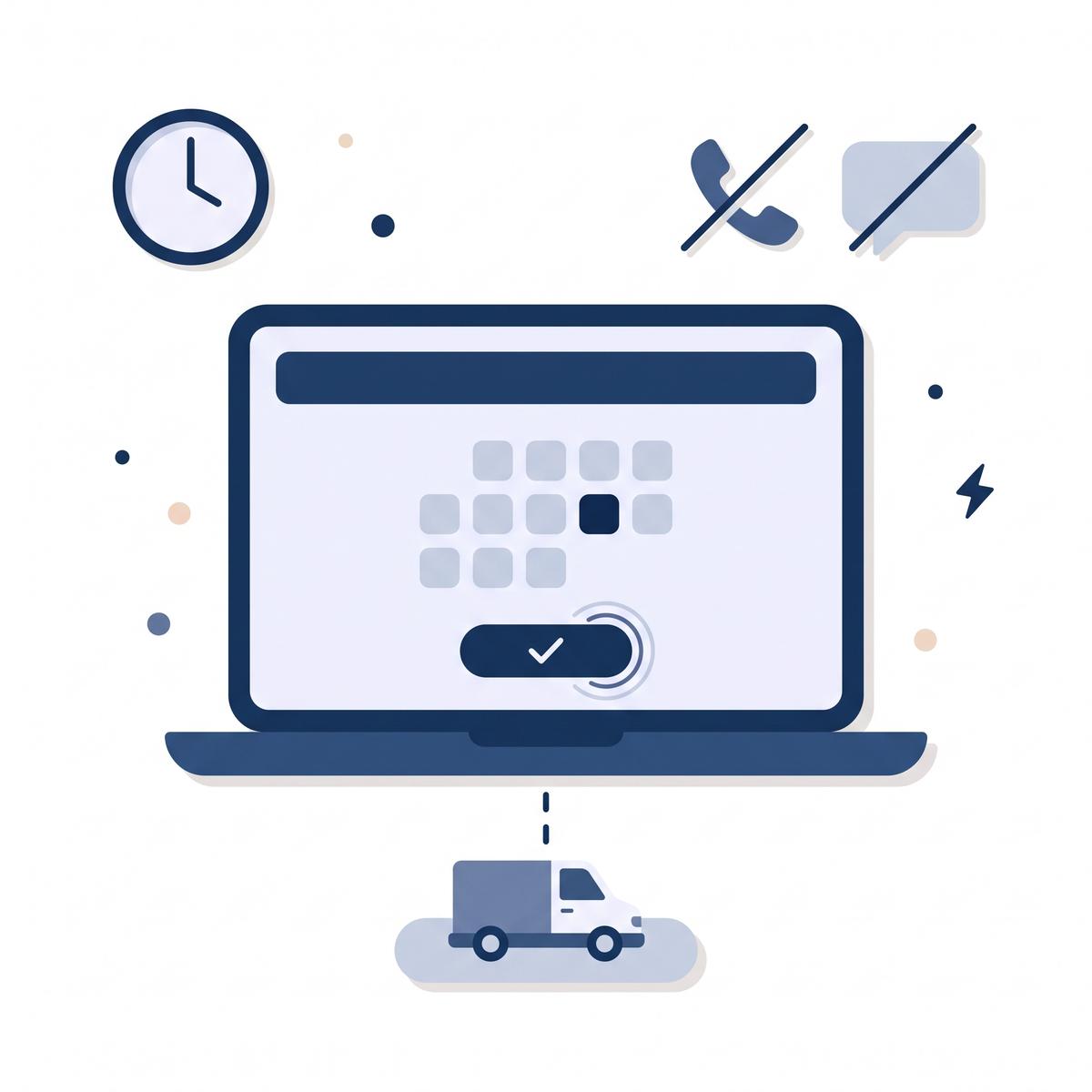 Self-serve booking on the BoxPls website, anytime
