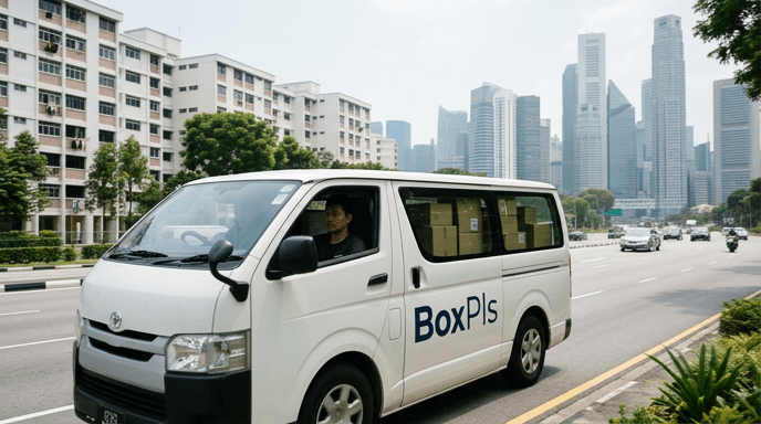 Map showing optimized multi-stop delivery routes across Singapore