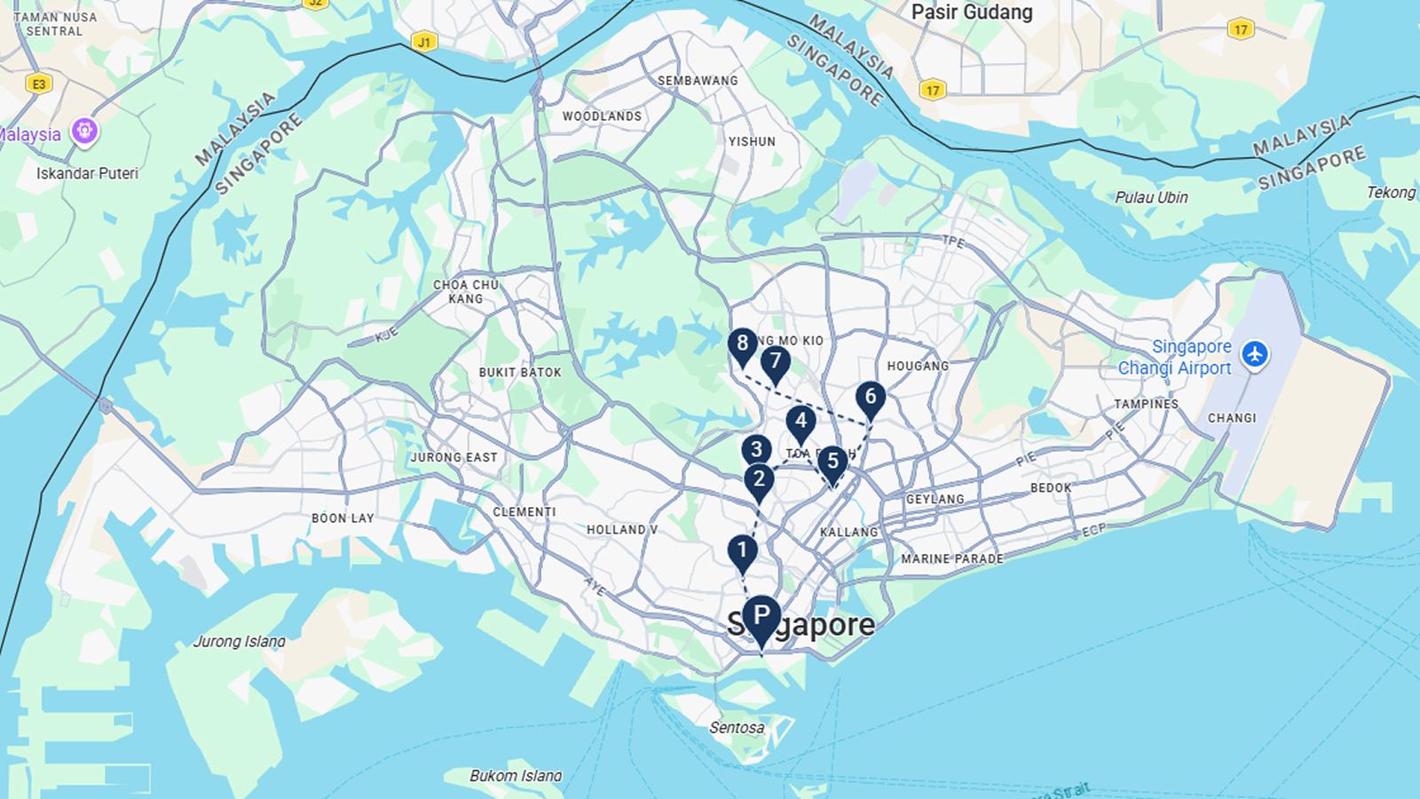 Optimised multi-drop route across Singapore