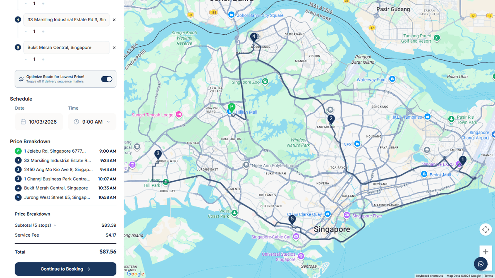 Delivery route with BoxPls optimization