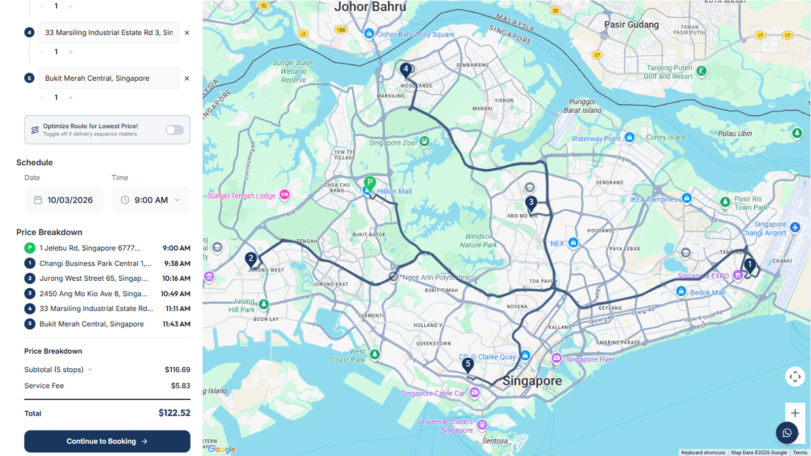 Delivery route without optimization
